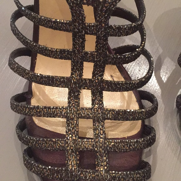 KATE SPADE Sparkle Bronze Slingback Heels Sz 9 B - Picture 3 of 9